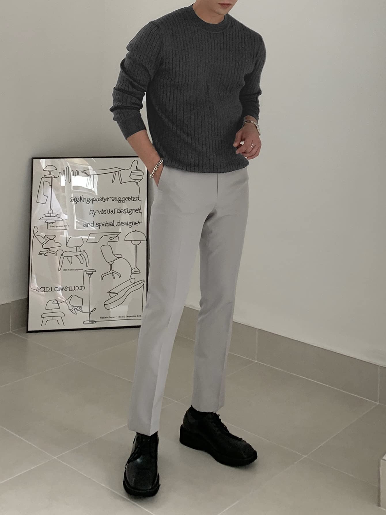 Suéter Coreano De Punto De Cuello Alto Para Hombre, Ropa Informal Holgada, Tops Cálidos Que