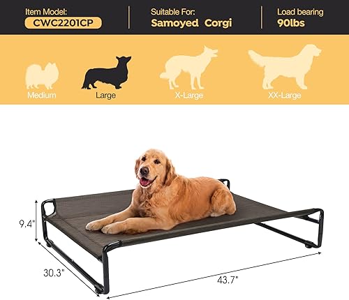 Miniatura 6 de Veehoo Cama elevada para perro al aire libre original, cuna elevada para perros grandes, hamaca portátil para mascotas con malla lavable y