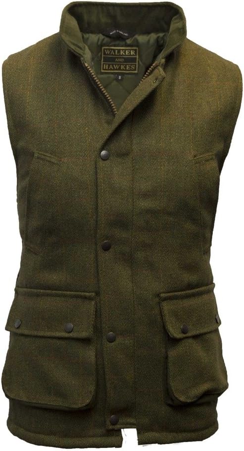 Walker & Hawkes - Mens Derby Tweed Shooting Waistcoat Country Gilet - Dark Sage