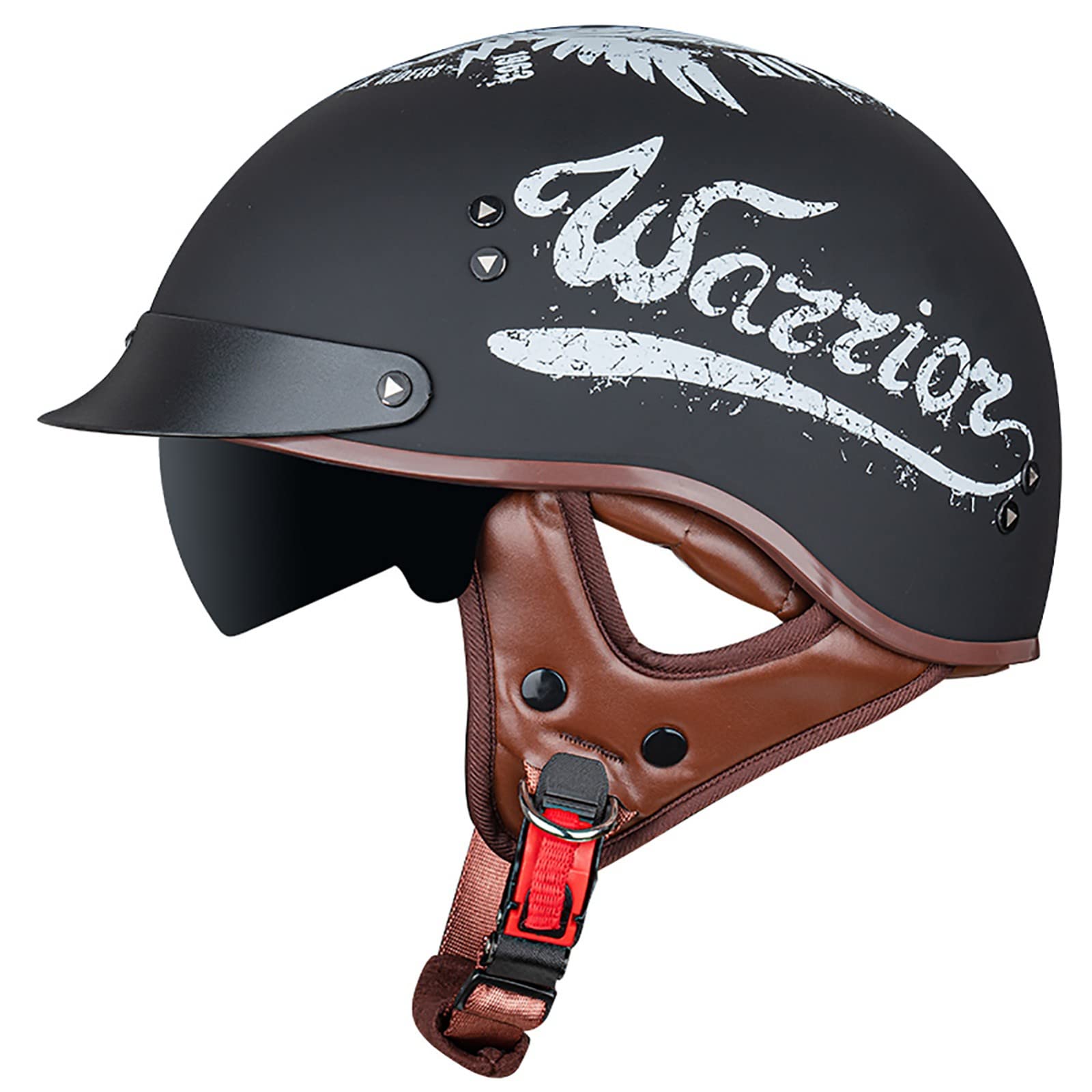 Casco Moto Mezzo Casco Stile Vintage, Omologato DOT/ECE, Con Visiera Parasole - Per Cruiser E Scooter