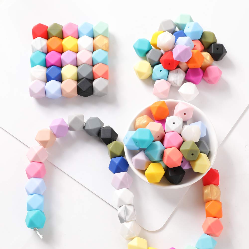 Amazon | Mamimami Home シリコン 八角 ビーズ 14MM 50個 ミックス