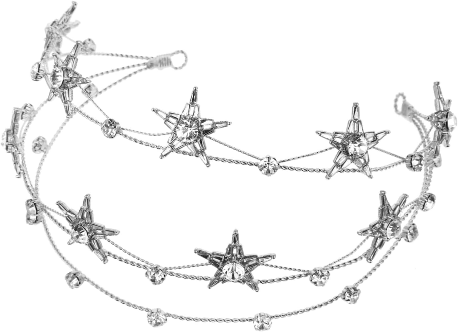 IMIKEYA Bridal Star Rhinestone Crown Headband Star Tiara for Women Wedding Engagement Prom Party Lightweight Headpiece Hair Decor Bride Headdress Accessory