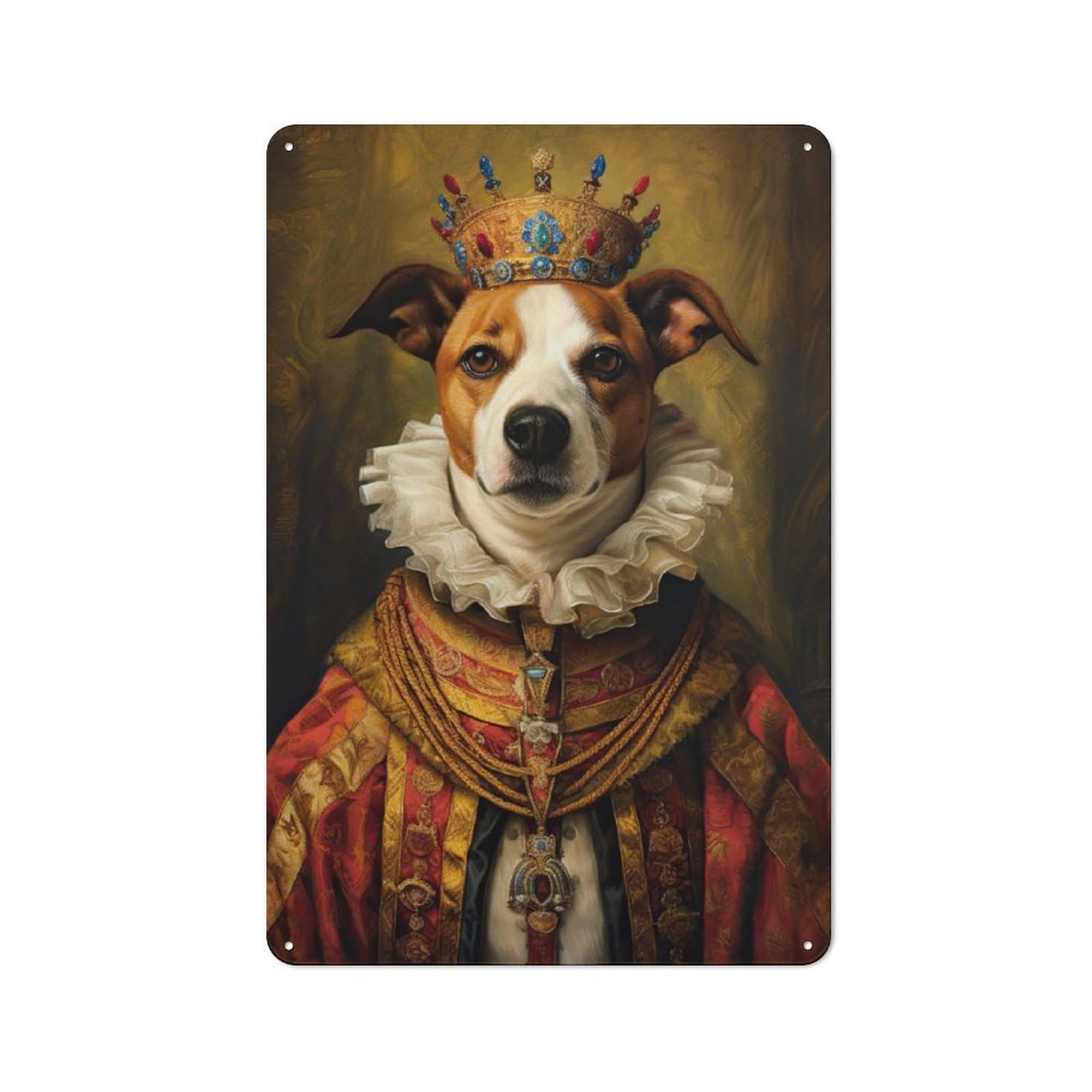 Junmoney Jack Russell Terrier King Tin Sign 30X20cm With For Pub Or Café, Rustic Decor, For Kitchen, Dining Room And Home Bar Wall Decor
