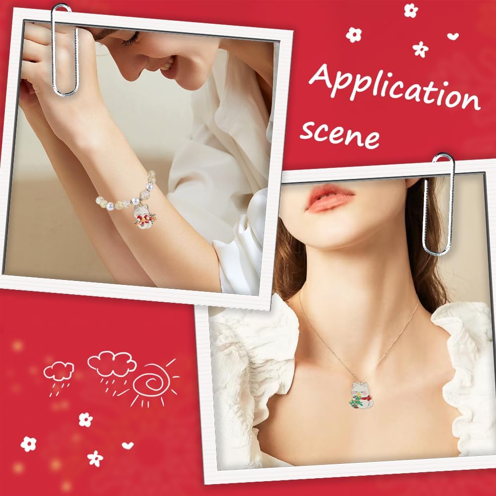 SUNNYCLUE 1 Box 16Pcs Christmas Cat Charms Enamel Cats Charm Bulk Alloy Colorful Xmas Christmas Tree Jingle Bell Snowman Cute Animal Charms for Jewelry Making Charms Earrings Necklaces Keychain Crafts - Image 5