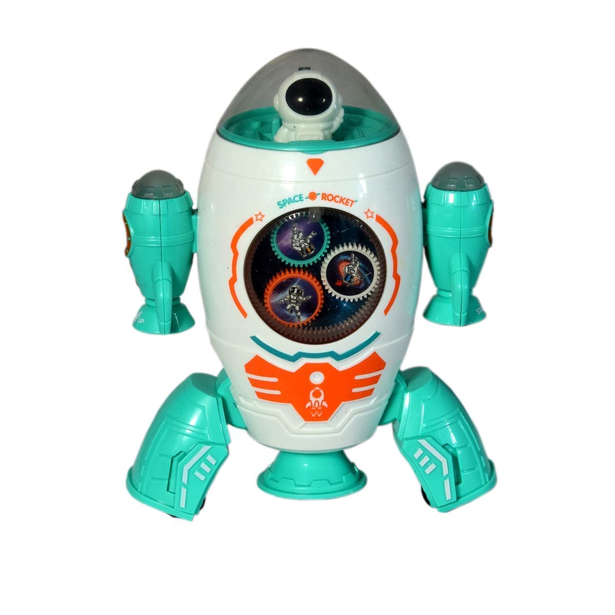 Destonl Gear Concept Space Rocket Display Transparent Vehicle Toy for Kids 360 Degree Rotating Concept Space Rocket with 3D Flashing LED Lights and Music(Multi Color) (Space Rocket)