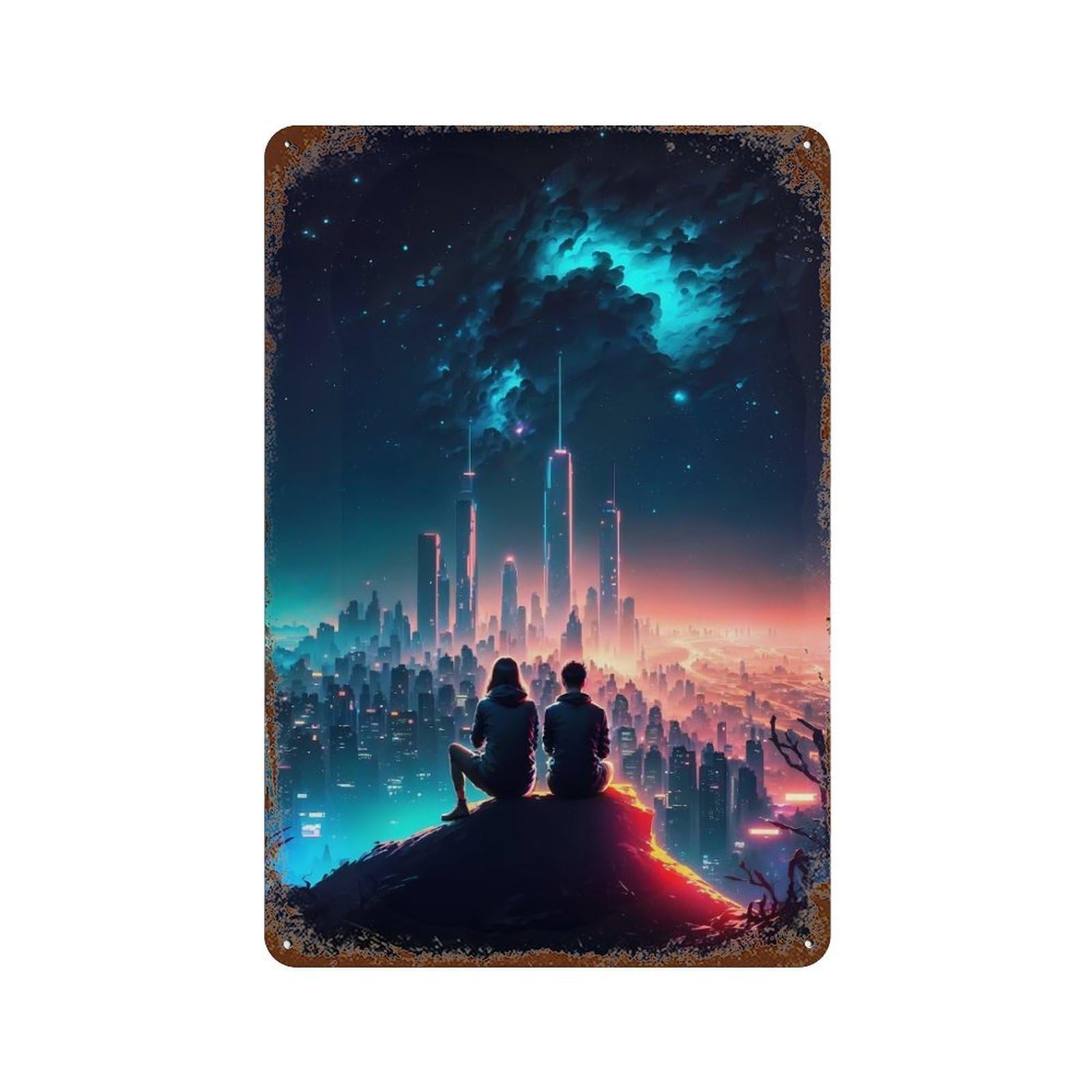 Galaxy Astral Lovers 11.8"x7.9" Retro Metal Sign, Old School Wall Decor for Office, Studio And Wall Decor