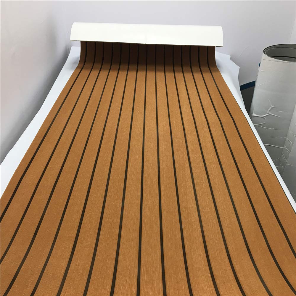 90 × 240cm Tapis Pont Bateau Synthétique de Decking Mousse EVA Autocollant Antidérapant pour Bateau Gonflable Convient pour VR, escaliers de Jardin, Entretien et décoration de terrasse