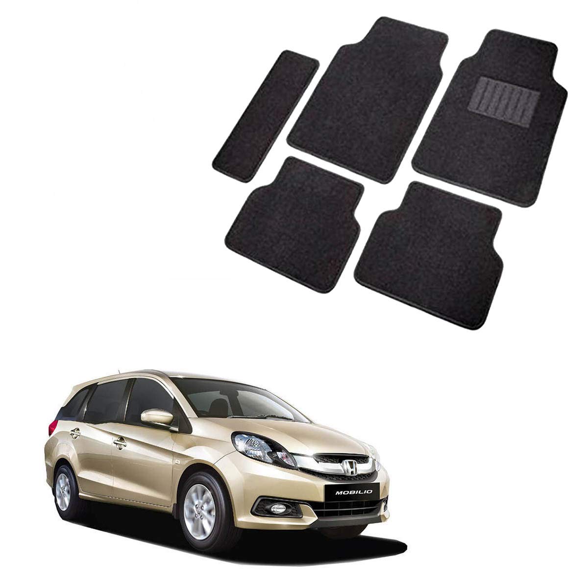 Kandid Plain Black Carpet Floor Foot Mats in Fabric Material Universal Fit_865