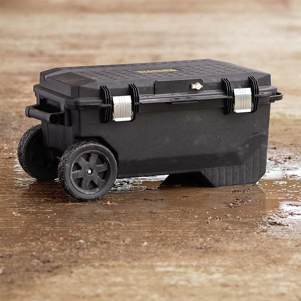 STANLEY FATMAX 1-94-850, Arcón de Transporte con Ruedas y Mango Telescópico, Capacidad 113 L, Diseño Robusto y Funcional con Mecanismo de Sujeción, Organizador Extraíble