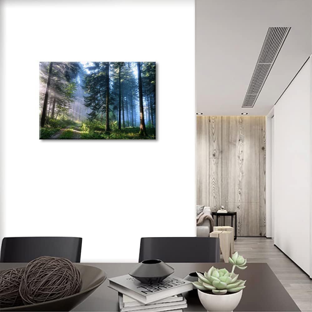 Lienzo para pared de paisaje moderno con árboles y tonos verdes vivos
