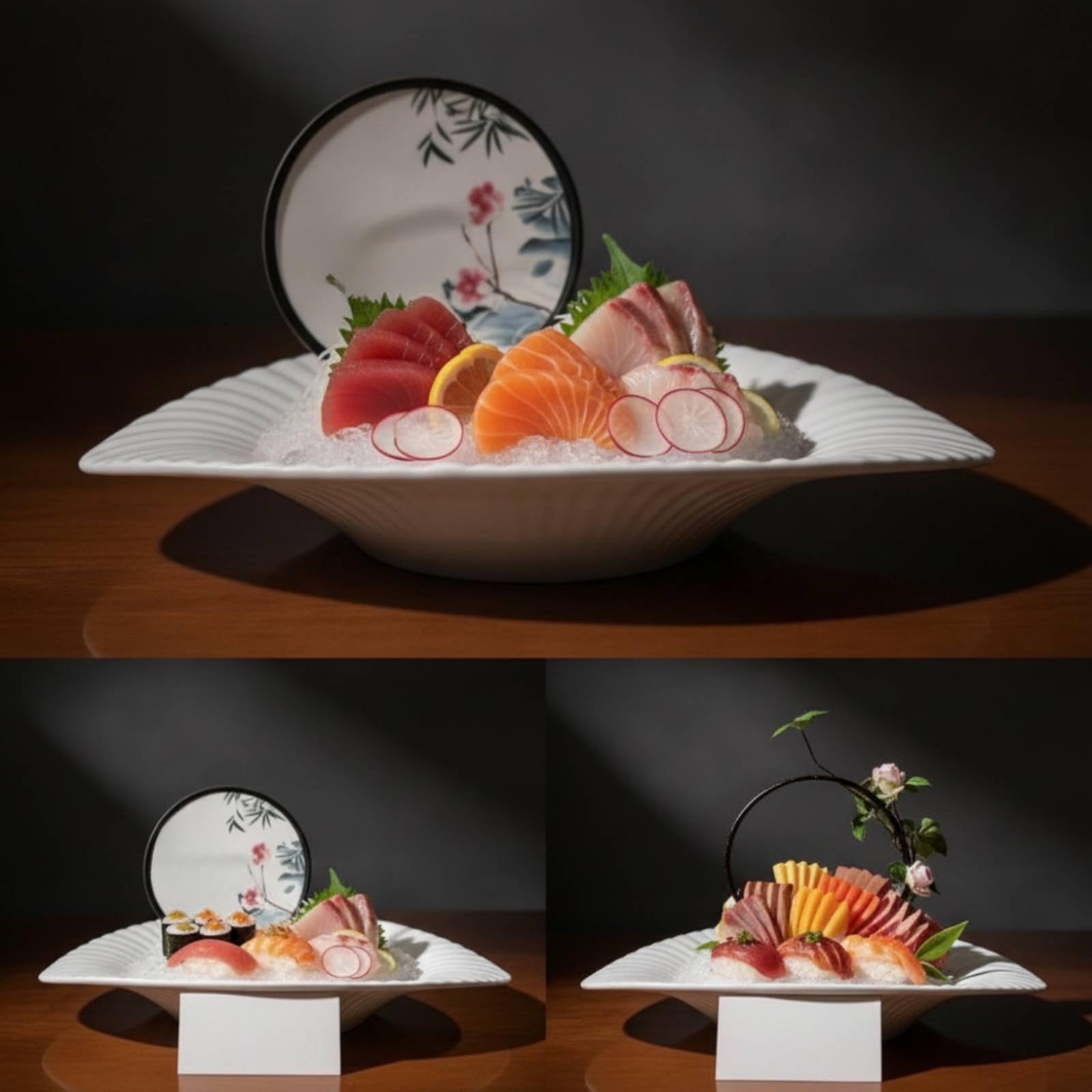 Qianly Assiette En Mélamine Professionnel, Assiette Creuse À Sashimi En Mélamine, Modèle 94919, Forme Coquillage Blanche À Reliefs, Profondeur 10 Cm, Diamètre 18–18,9 Cm, Blanc 94919