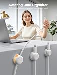Lamicall 6 Pack clips de câbles magnétiques, 360° Organisateur de cordon rotatif Gestion de câble, sans résidu Chargeur de téléphone adhésif Support de cordon pour la table de chevet de bureau voiture murale, Bureau Accessoires de chambre de dortoir