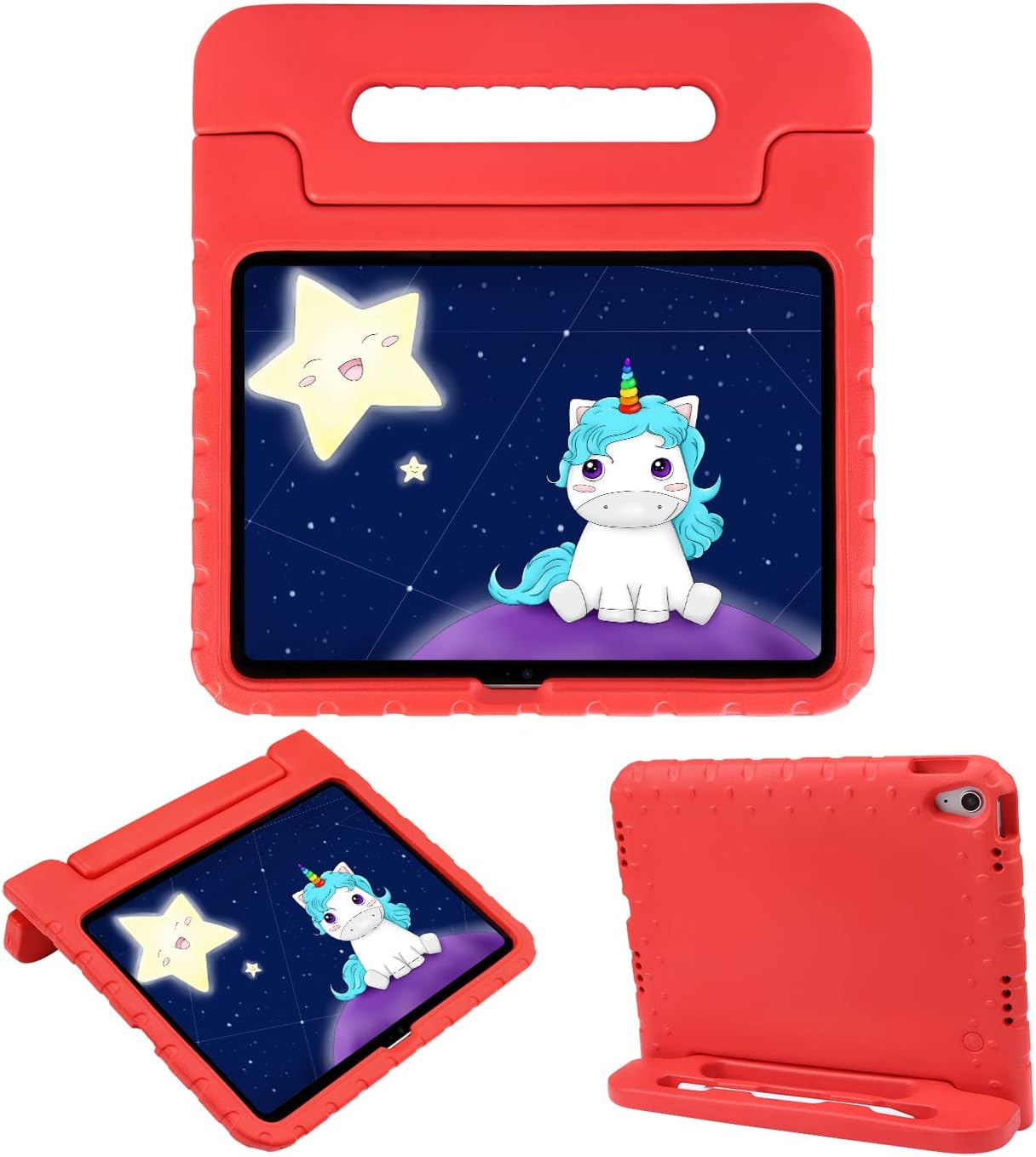 HDE Kids Case for iPad 10th Gen 11th Gen 10.9 inch Shockproof Cover with Pencil Holder Anti Slip Handle Multi Angle Viewing Red