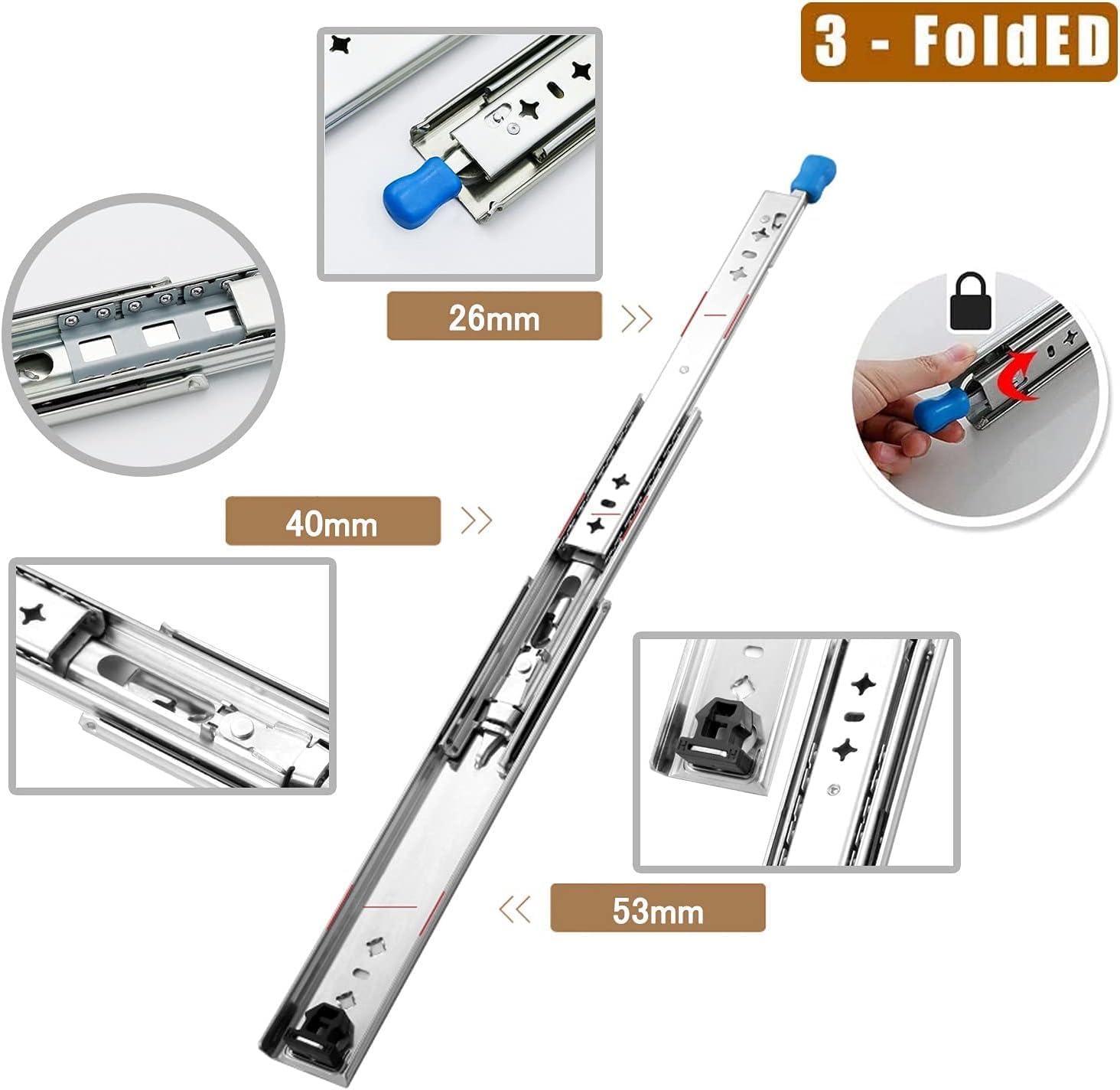 Heavy-Duty Locking Ball Bearing Drawer Runners(850mm(34 inch))
