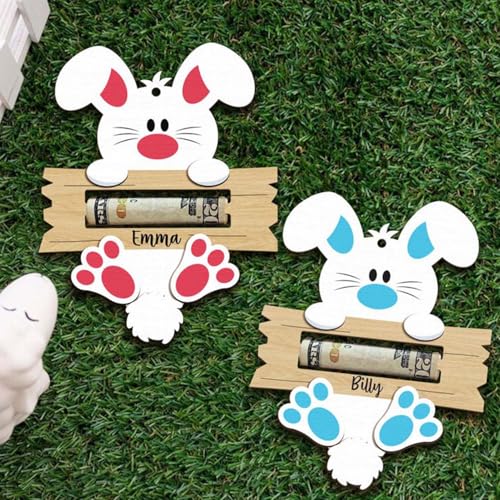 Personalized Easter Money Holder - Easter Bunny Rabbit Money Holder, Easter Gift Card Money Holder, Easter Cash Holder for Kids