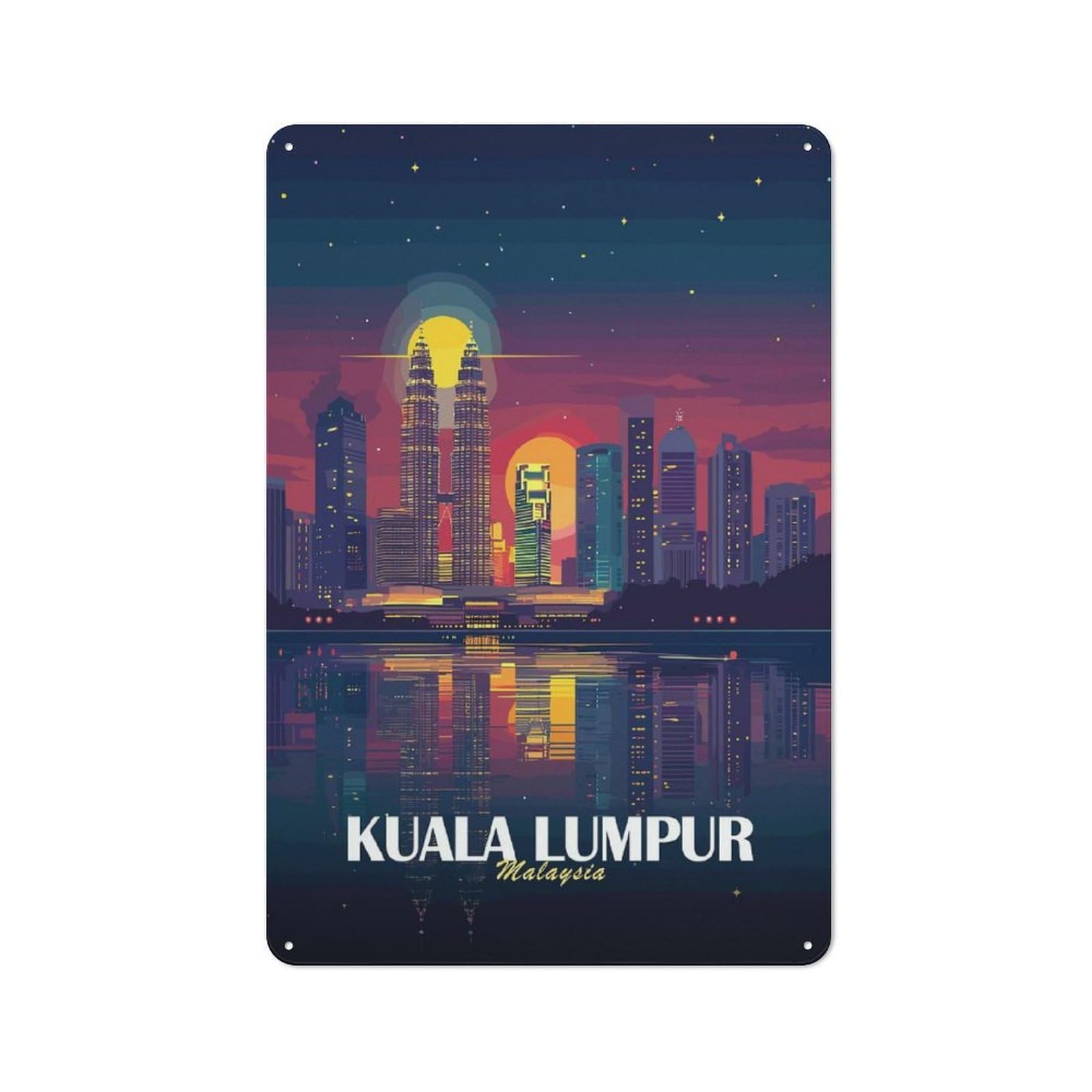 Junmoney Style-12 Vintage Garden Room Metal Sign 30X20cm Featuring Kuala Lumpur Skyline At Night, Utility Space Decor For Shed, Garden Room, Porch Or Garage