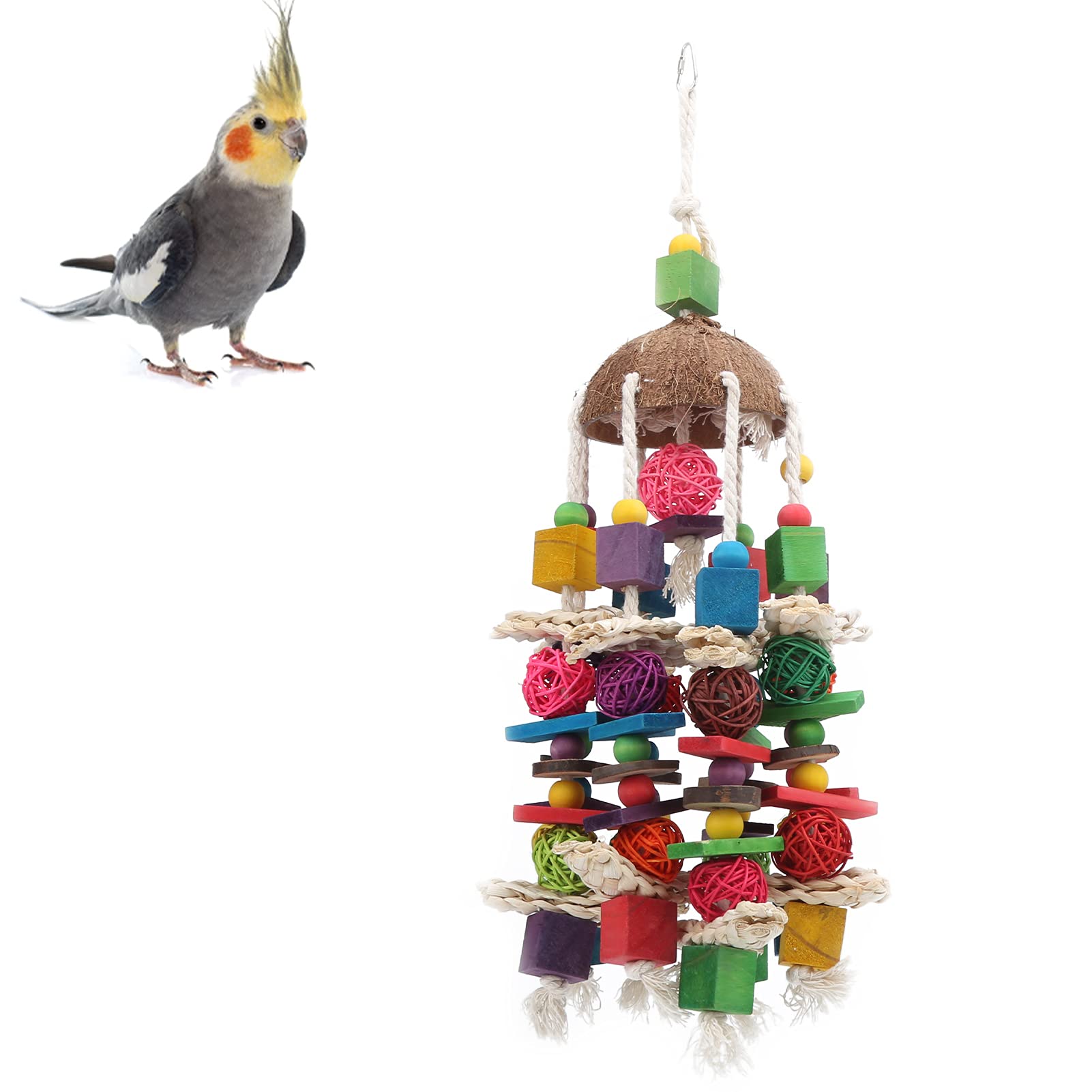 minifinker Bird Chewing Toy, Help To Preen Food‑grade Colors Parrots Hanging Toy for Pet Birds