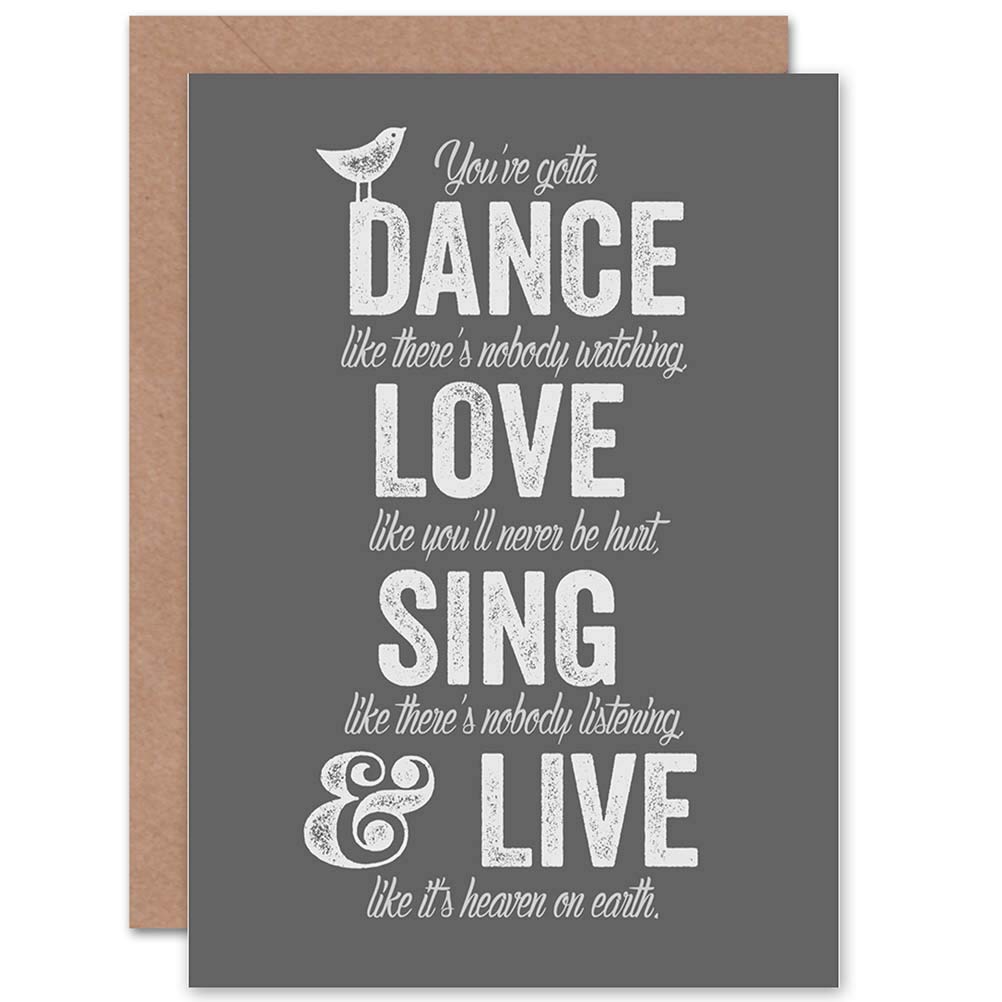 Wee Blue Coo OCCASION FRIENDSHIP DANCE LOVE SING LIVE MONO ART GREETINGS GREETING CARD