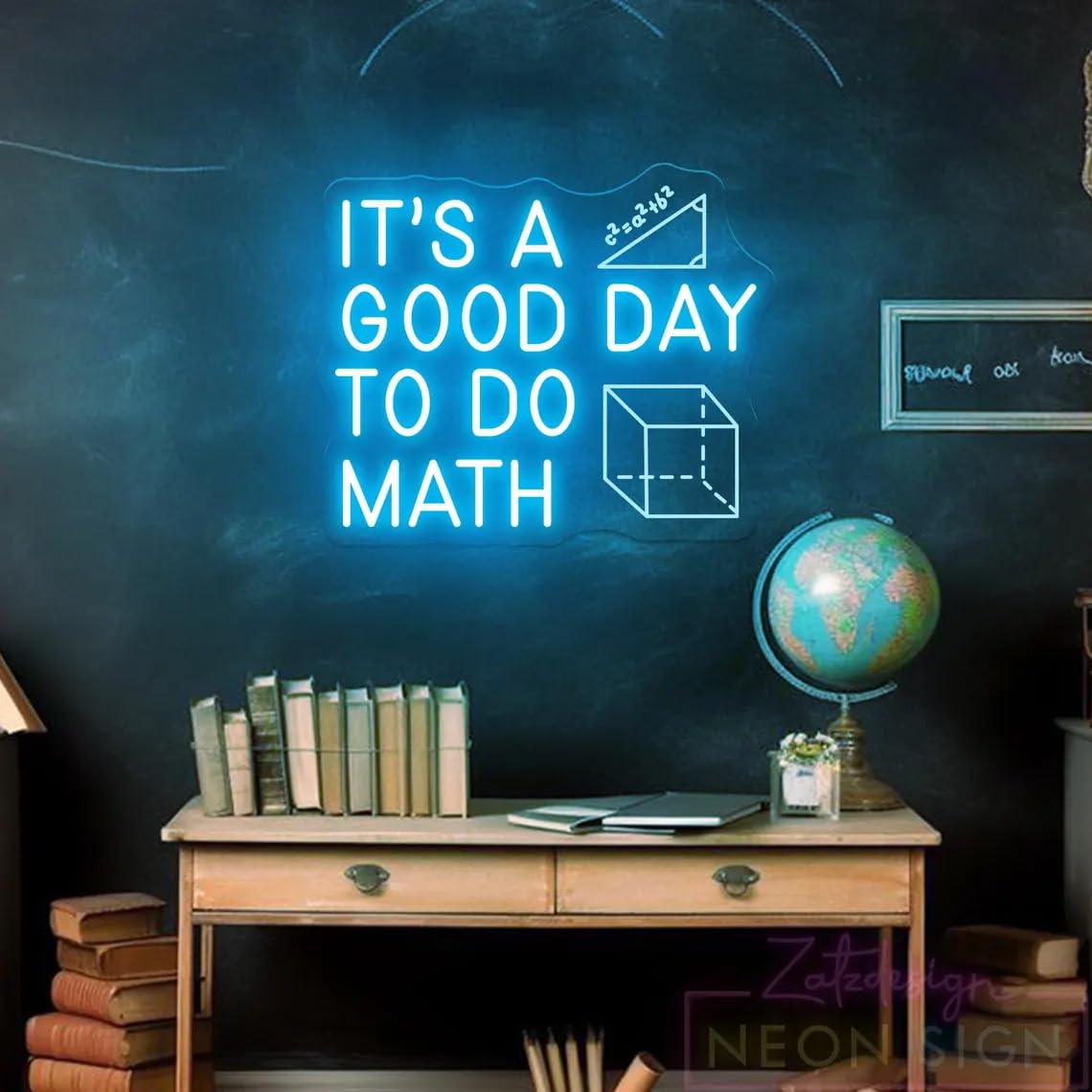 Insegna al neon dimmerabile con scritta "It's a Good Day To Do Math", luce al neon, studen LED, per aule dei bambini, biblioteca, museo, studio, decorazione della stanza (blu ghiaccio)