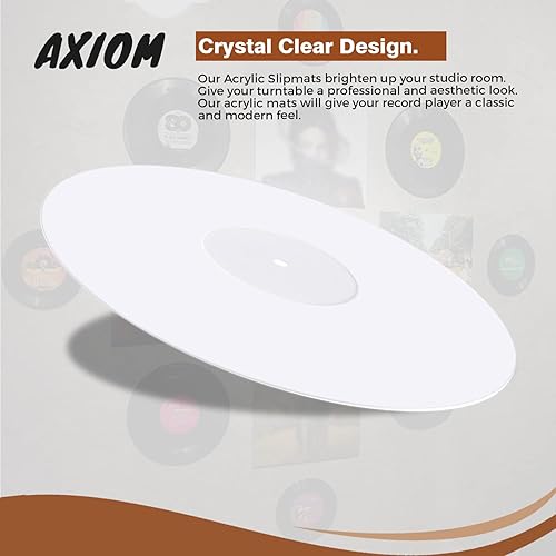 Miniatura 6 de Axiom - Tapete acrílico blanco para tocadiscos vintage de 12 pulgadas, cubierta antiestática, reduce el ruido y los sonidos de la estática y el