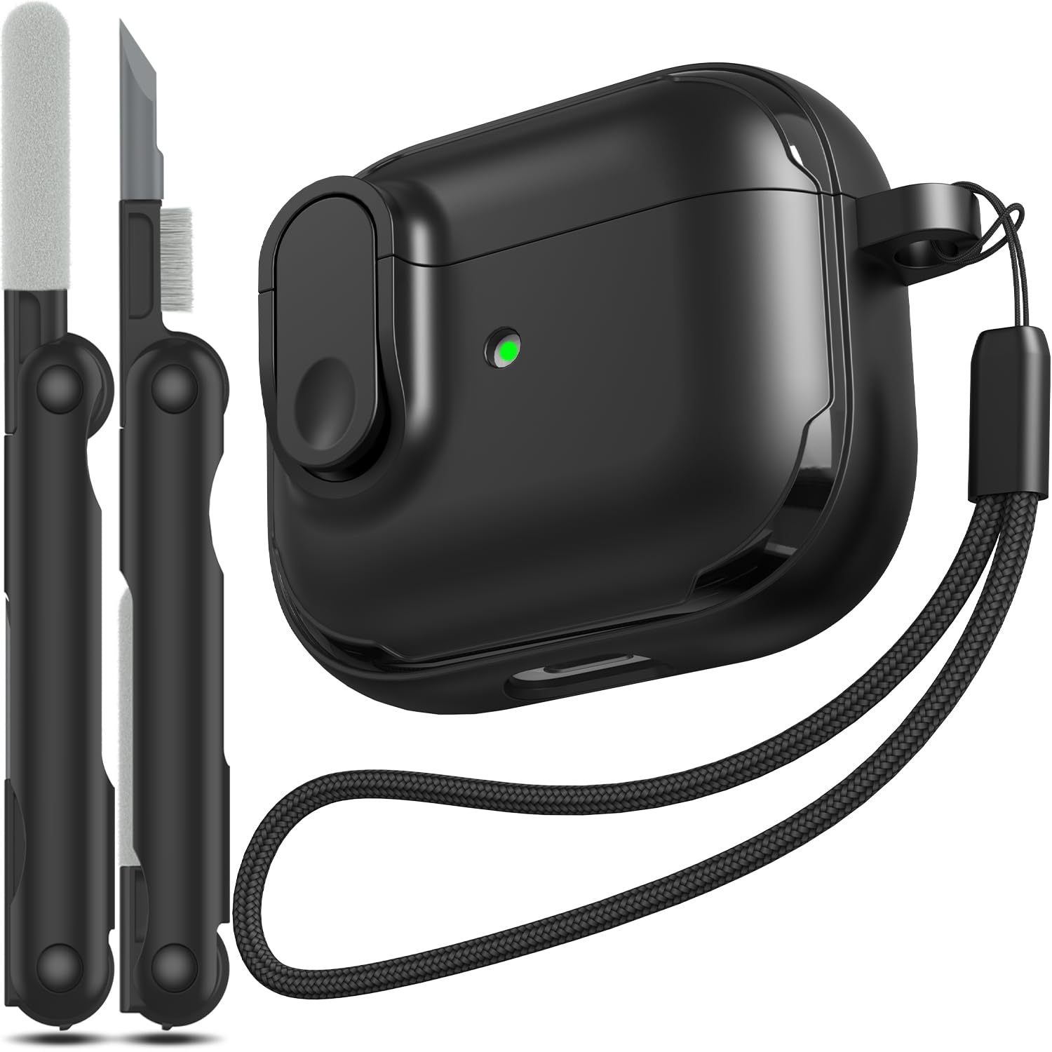 Airpods 第 3世代用ケース　安全なロック クリップ付き　ブラック Amazon | RFUNGUANGO for AirPods 3 ケースカバー、落下防止