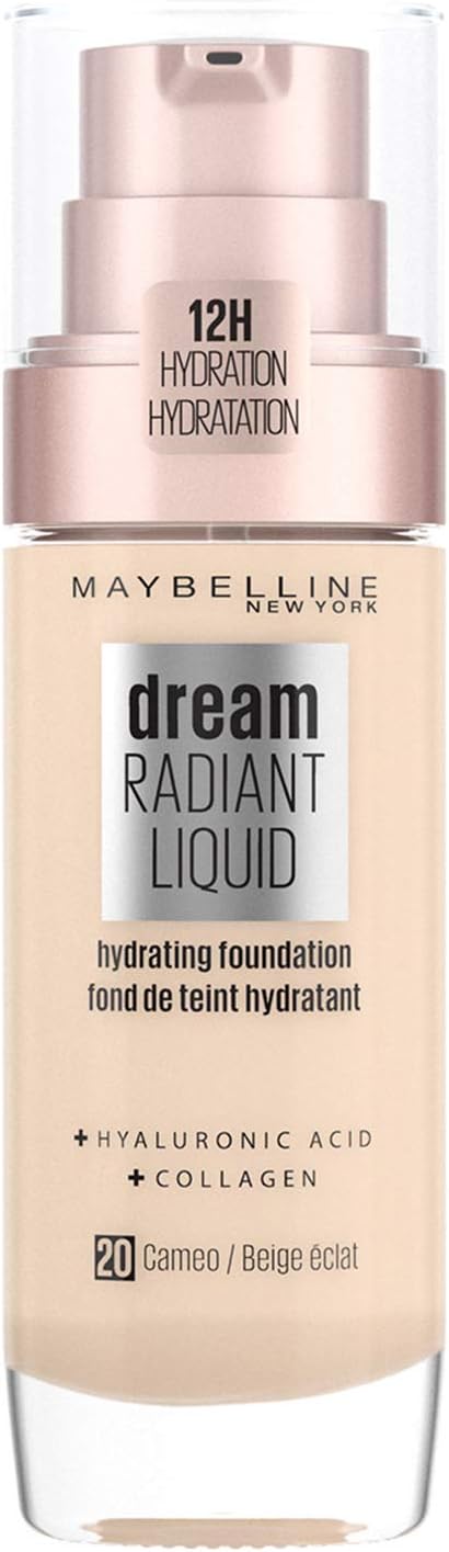 Maybelline New York Dream Radiant Liquid – 20 Cameo – Foundation Geschikt voor de Droge Huid met Hyaluronzuur – 30 ml, 20 Cameo