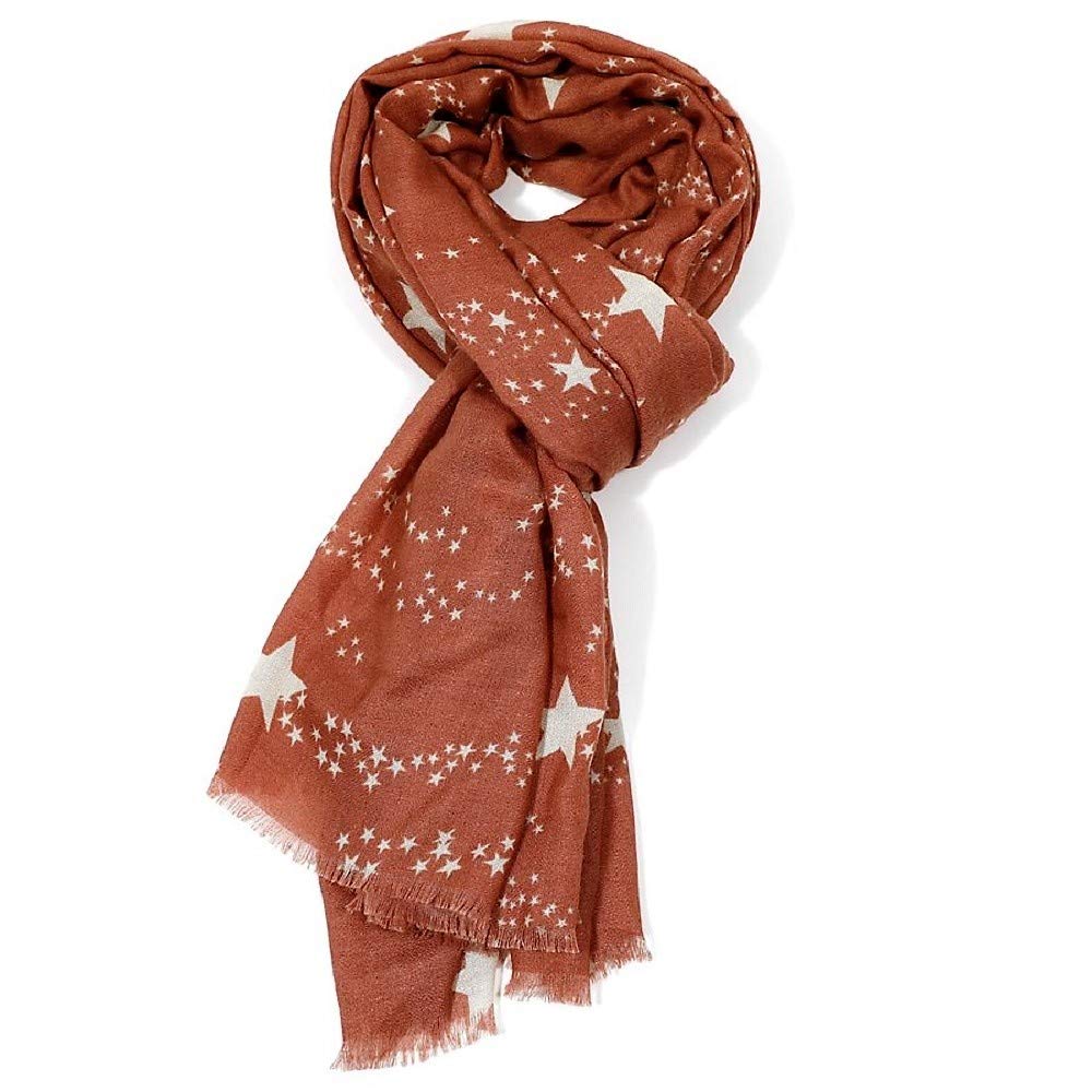Lilyrosa Women's Pink Lilyrosa® White Star Scarf Mustard Turquoise Blue Grey Stars Scarves Wrap Shawl (Pink)