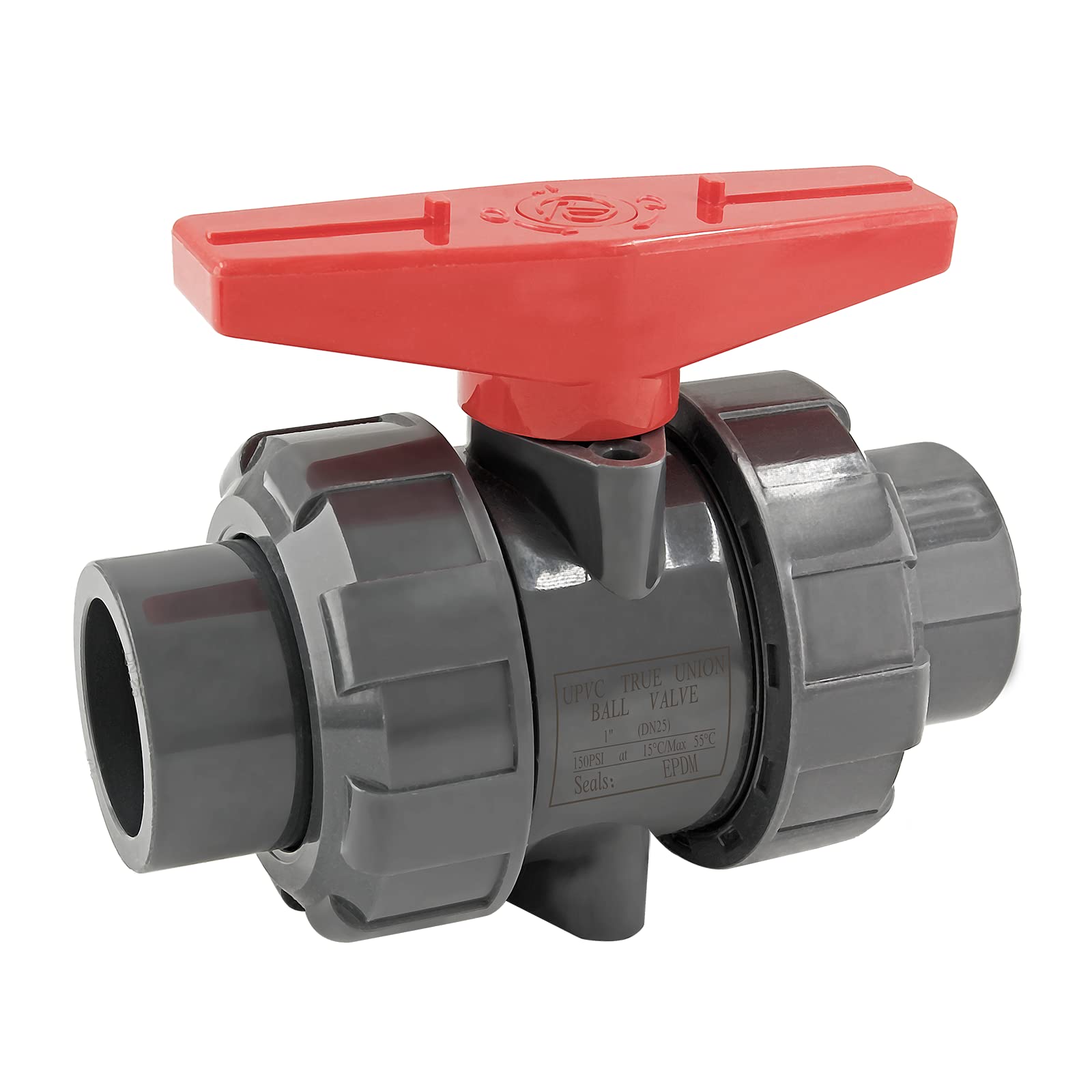 Kyuionty 1" PVC True Union Ball Valve, Slip Socket Ball Valve with Full Port, EPDM O-ring, Rated at 150 PSI, 1 Inch Socket