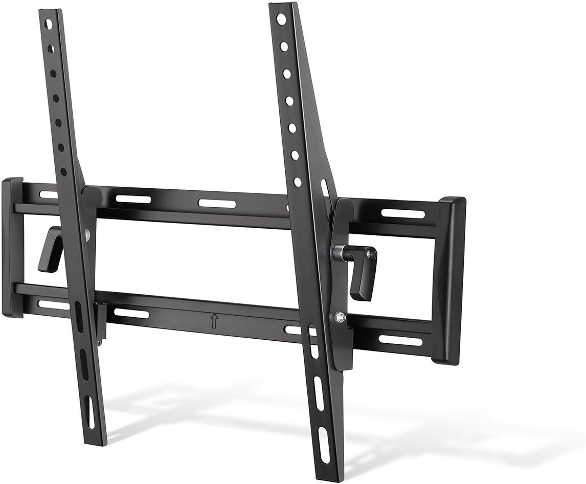 Angled view of the Insignia NS-HTVMT1702-C Tilting TV Wall Mount, showing the TV brackets attached to the wall plate and the tilting mechanism.