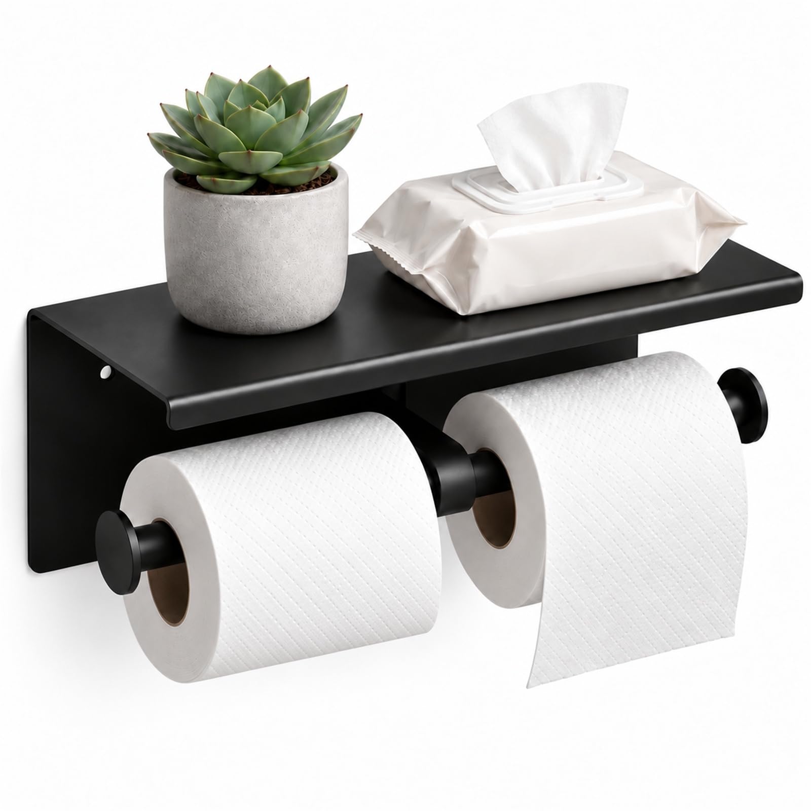Toilet Paper Holder with Shelf, Stainless Steel, Holds 2 Rolls, Gold — Amazon image 11