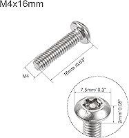 Vista 2 de uxcell Tornillo de máquina de seguridad Torx M4x16mm, 20 tornillos de cabeza plana en la columna interior, pernos de sujeción de acero inoxidable 304