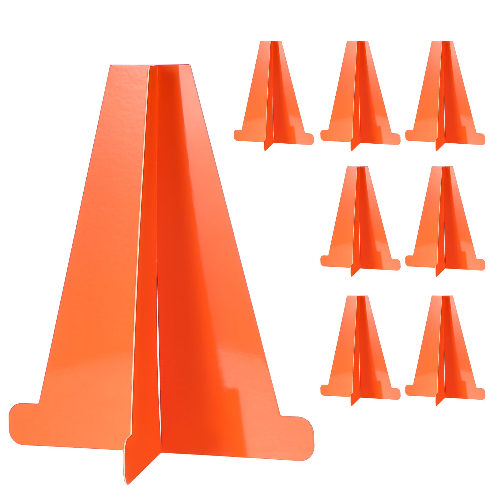 Affrolling 8 Pcs Race Car Centerpieces for Tables, 7 Inch Small Orange Traffic Cones, Construction Birthday Party Supplies Hard Cardboard Racing Car