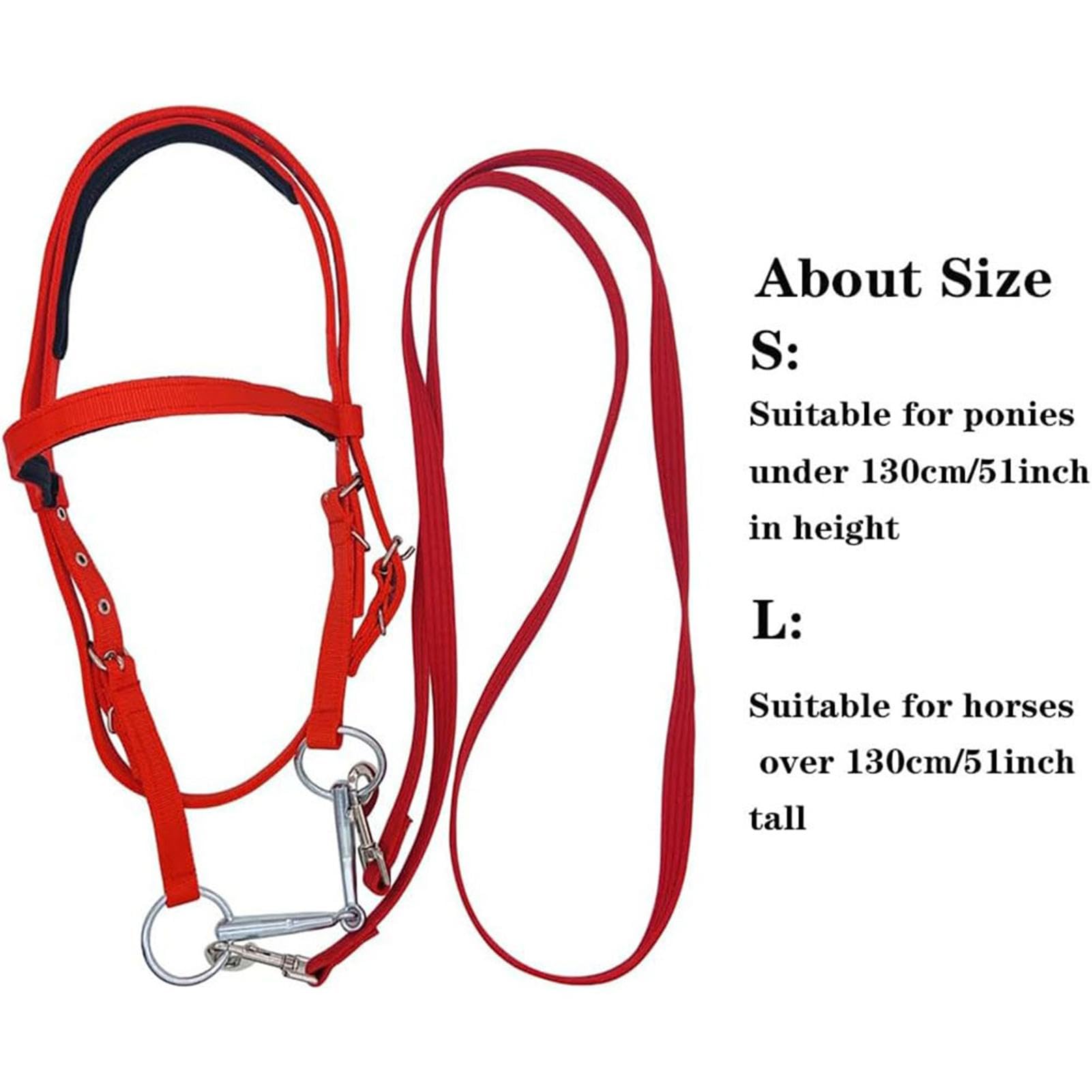 Rein para caballos, cabezal para caballos - Horse Bridle Tracked Rope Headstall ajustable - Cordera del rancho del arnés, brida de rein animal de seguridad para conducción estable, suministros equinos