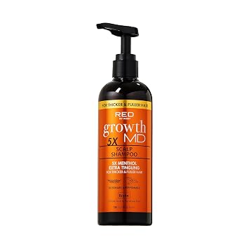 Red by Kiss Growth MD Scalp Shampoo, 5X Menthol Extra Tingling for Thicker & Fuller Hair, Vitamins & Biotin Infused for Strengthening & Itch Relief, Vegan Formula & Cruelty Free 10oz