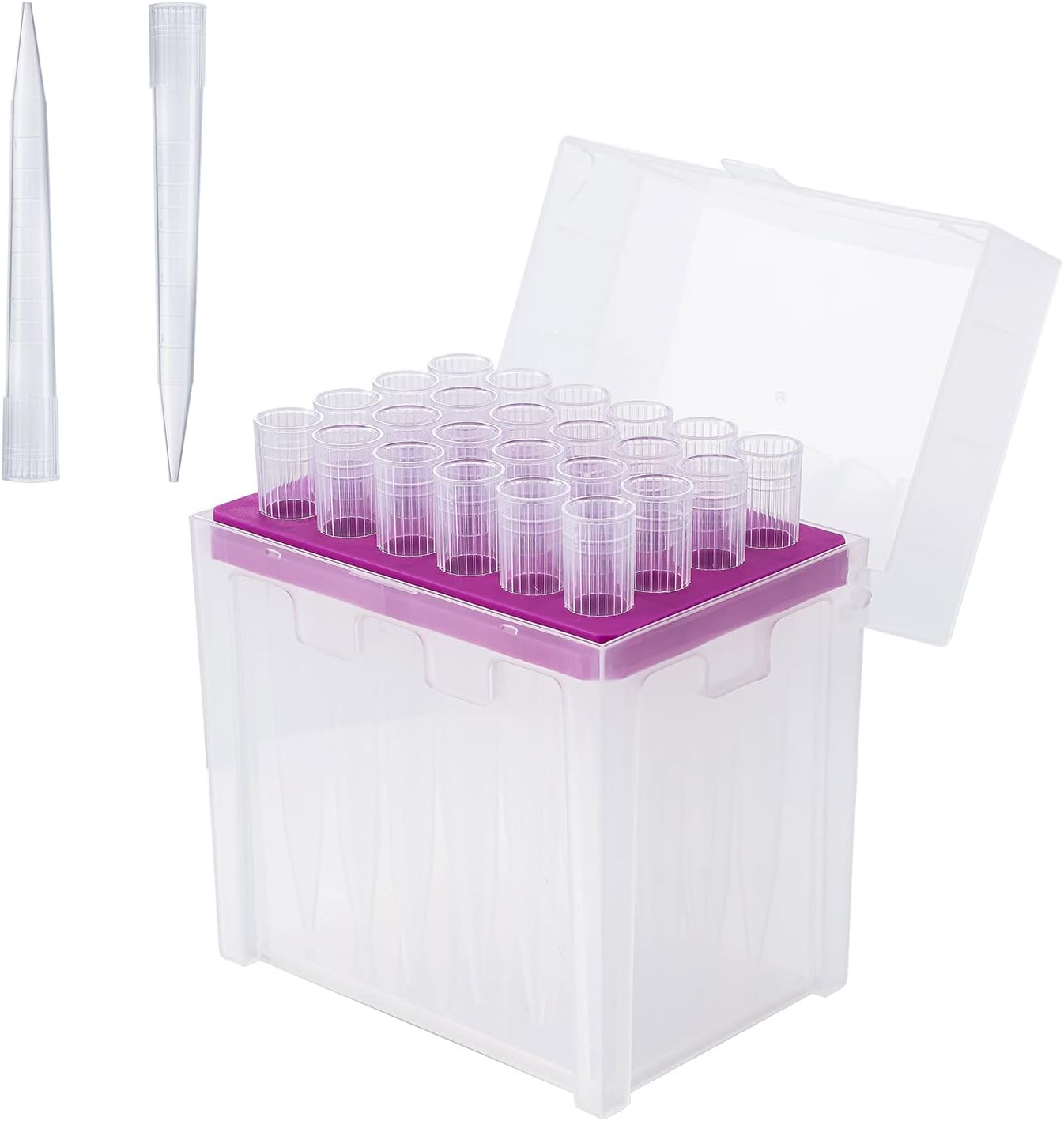 5ml 5000ul Pipette Tips - Four E's Scientific Universal Pipette Tips Racked RNase/DNase Free & Pyrogen Safe, Autoclavable, Yellow,1 Rack 24 Tips