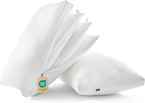 Bedsure Juego de 2 almohadas Queen de 100 % algodón, con capa ajustable, con funda de enfriamiento, suaves y cómodas para dormir de lado, de