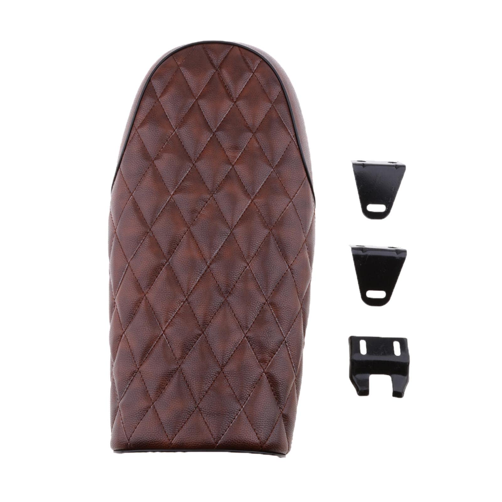 THE STYLE SUTRA® Universal Brat Diamond Flat Cafe Racer Seat Vintage Motorcycle Saddle Brown | 1 Piece Seat 3 Pieces Removable Mounting Metal Brackets-image-12