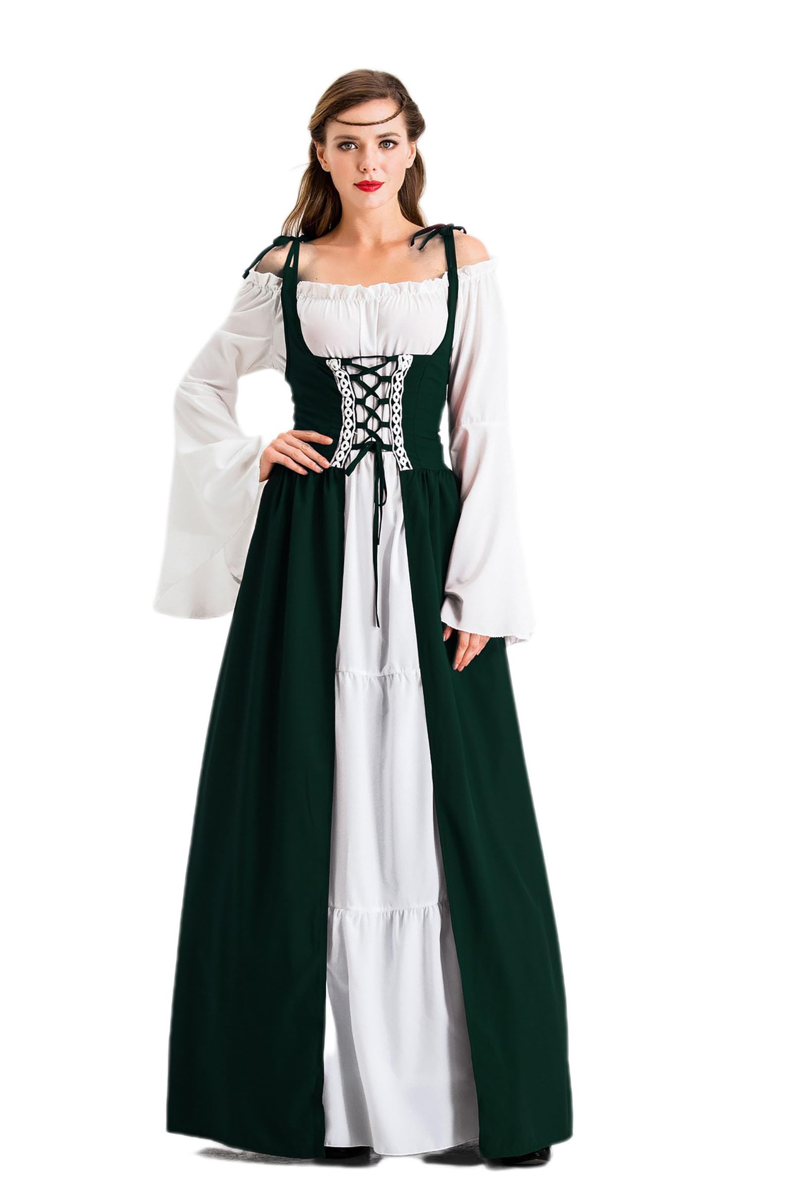 Abito rinascimentale da donna, abito medievale con maniche a tromba medievale vittoriana regina costume maxi abito