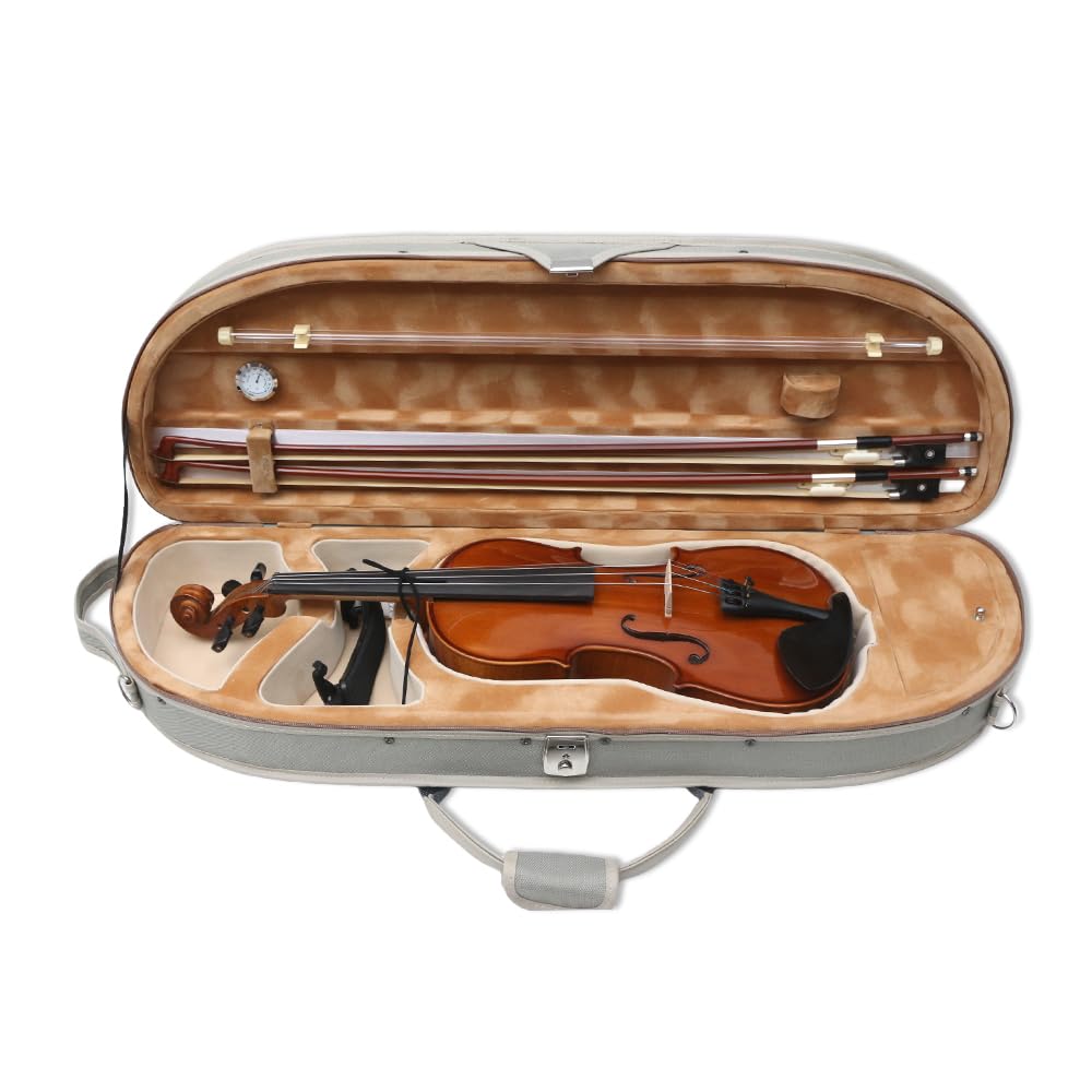 YoungMonic Violin Case 4/4 Full Size Oxford Box with Straps 2 Bows Holder Lightweight Violin Case Durable Carry Strong Violin Bags & Cases