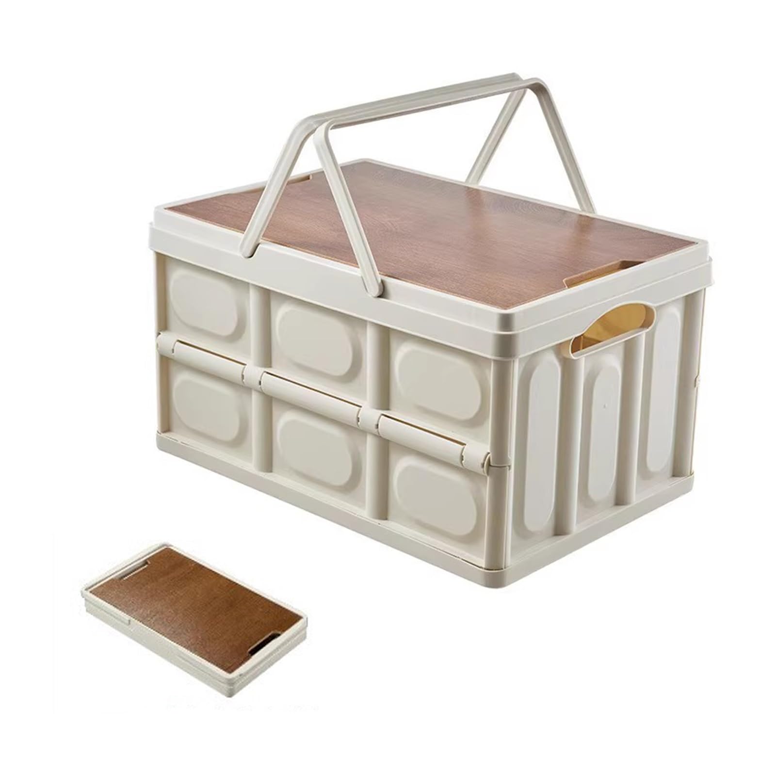 Cestino da picnic pieghevole con manici, per uso esterno e auto, perfetto per organizzare e ordinare a casa