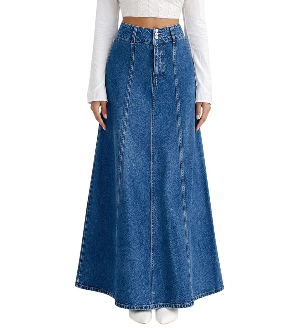 oddmonkey Denim Skirt for Women | High Waist Denim Skirt for Women (SKIRT-01-Black-3Btn-2XL)-picture-50