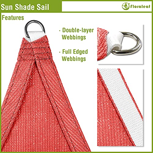 FLORALEAF Right Triangle Sun Shade Sail Bright Red 8'x8'x11.3' Air Permeable Shade Cloth Heavy Duty Canopy Awning for Patio Backyard Lawn Garden Outdoor