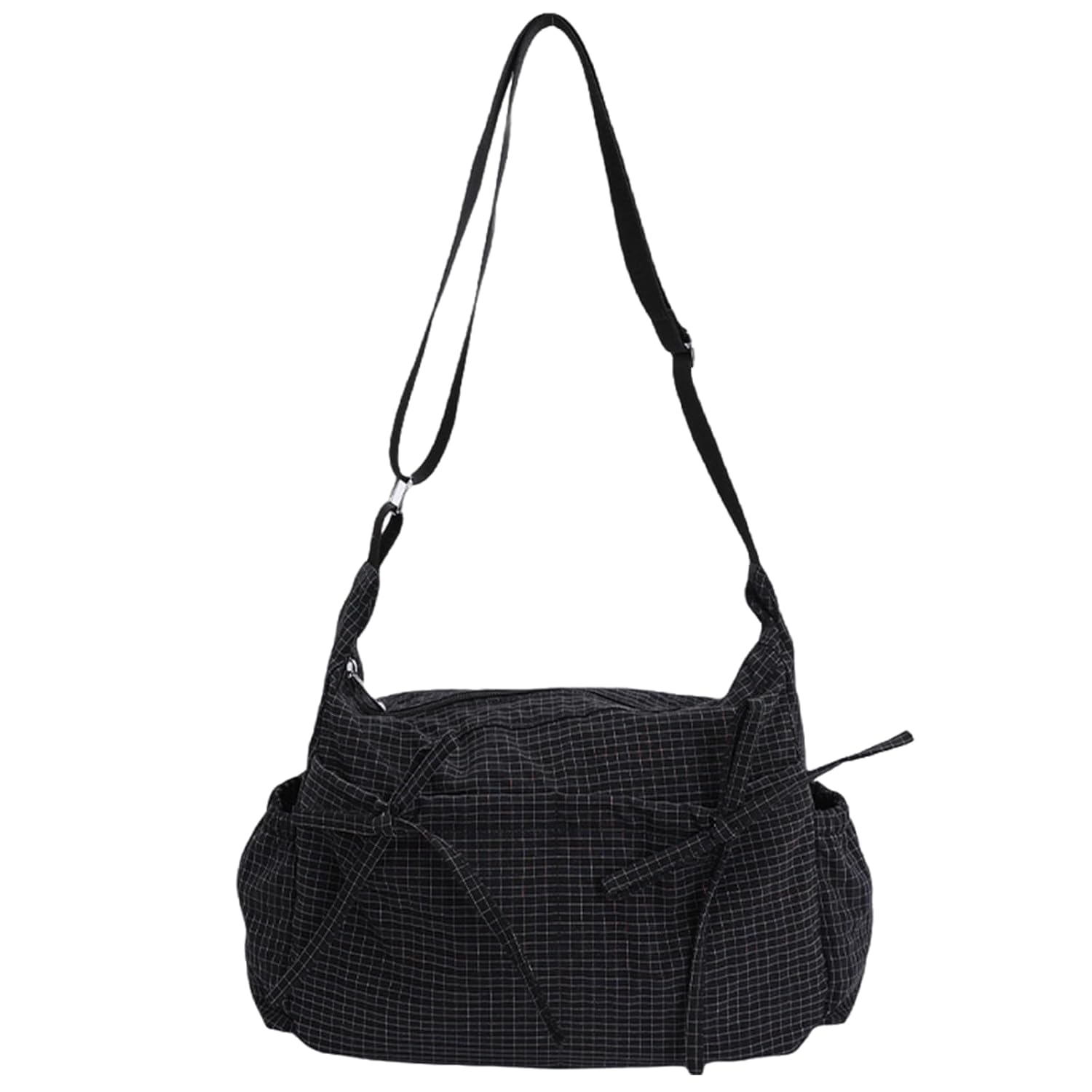 CATSEA Plaid Shoulder Bags For Women Bow Crossbody Bag Soft Messenger Purse Zipper Handbag Adjustable Shoulder Straps