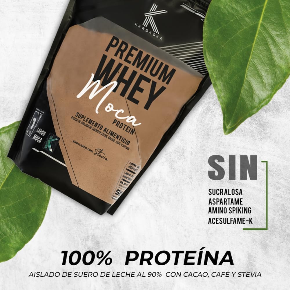 KARDAGAR Naked Whey Protein Mocha 90% Whey Protein Isolate | 100% Whey | 1 Kg | Sweetened with Stevia