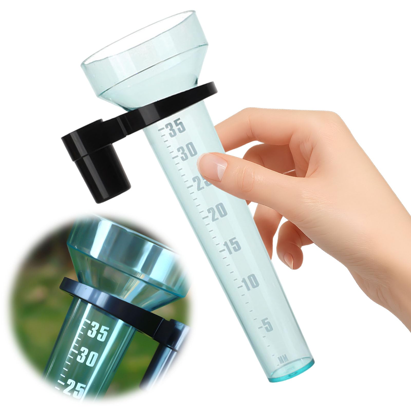 Robuster Kunststoff-Regenmesser 35 mm mit Halterung, einfach zu montieren for Garten, Bauernhof & Außenbereich