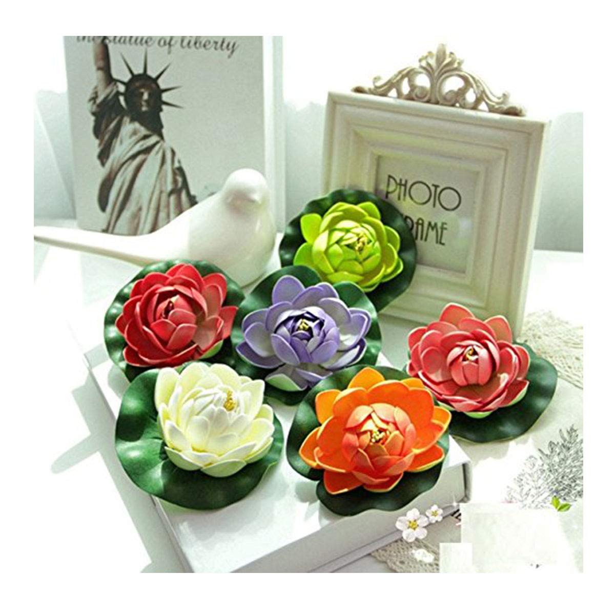 brown leaf Lotus Floating Flower Popular Decorative Multicolored Small Size(10 Cm) Artificial Flowers Diwali & Home Decoration Gift Item (Set of 6)