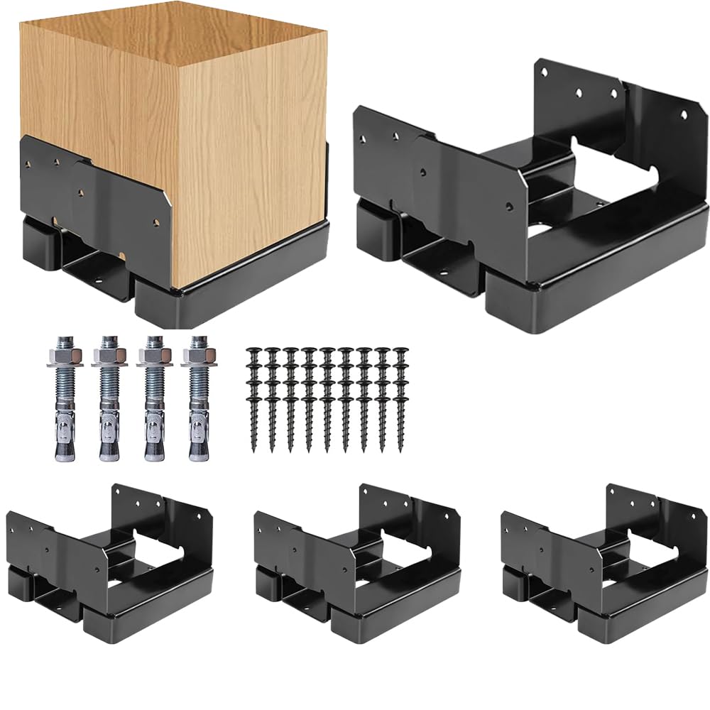 Niciksty 6×6 Post Base for Concrete, 4PCS Post Anchor for 5.6"x5.7" Posts