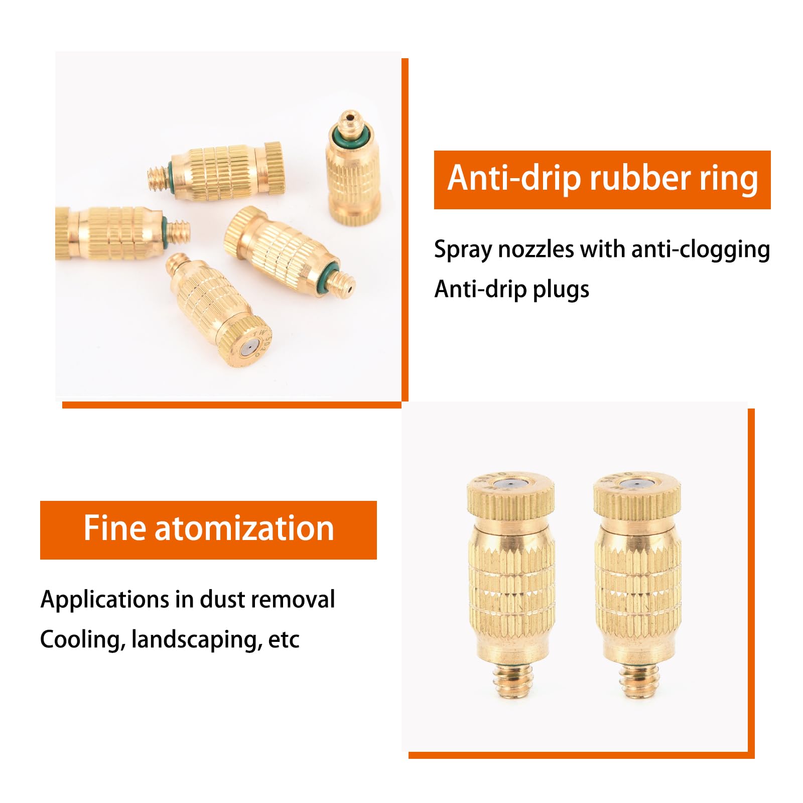 Buses de brumisation en laiton haute pression, tête de brumisation anti-goutte pour le refroidissement extérieur, les serres et l'aménagement paysager, filetage UNC 10/24, durable, lot de 20, diamèt