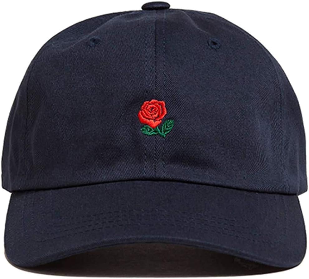 TheniceRose Embroidered Adjustable Strapback Hat Baseball Cap (Dark Blue)
