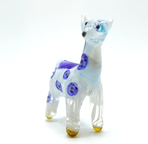 Miniatura 6 de Alpaca - Figuras artísticas en miniatura de vidrio soplado a mano, animales coleccionables, regalo para decoración del hogar (blanco y azul)